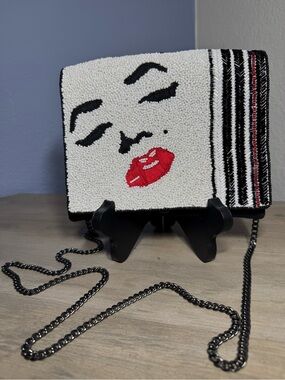 Vintage Mary Frances Beaded Marilyn Monroe Crossbody Clutch Art Bag -1 of a kind